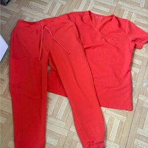 Women's Vibrant Red Scrub Set